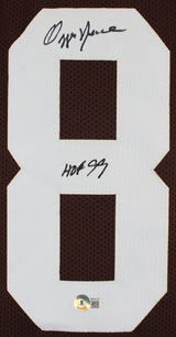Ozzie Newsome "HOF 99" Signed Brown Pro Style Framed Jersey BAS Witnessed