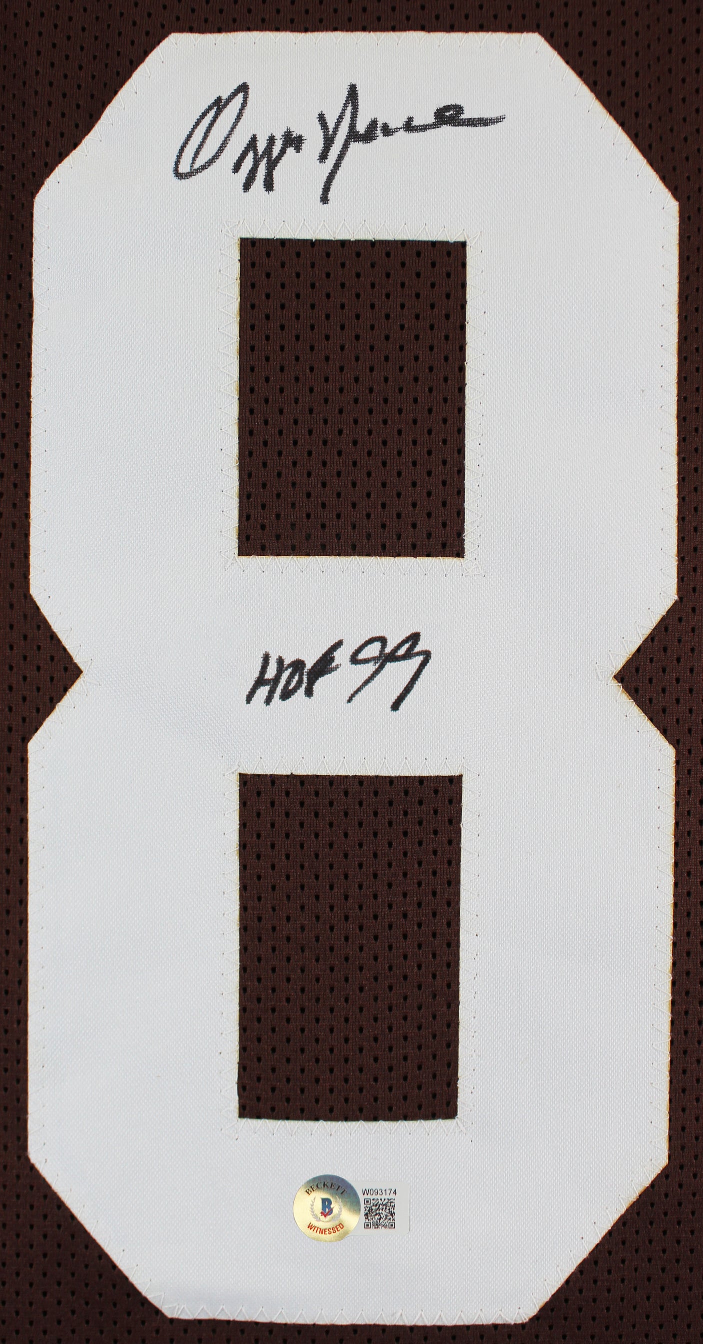 Ozzie Newsome "HOF 99" Signed Brown Pro Style Framed Jersey BAS Witnessed