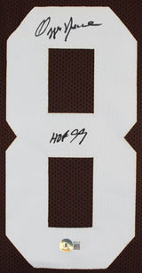 Ozzie Newsome "HOF 99" Signed Brown Pro Style Framed Jersey BAS Witnessed