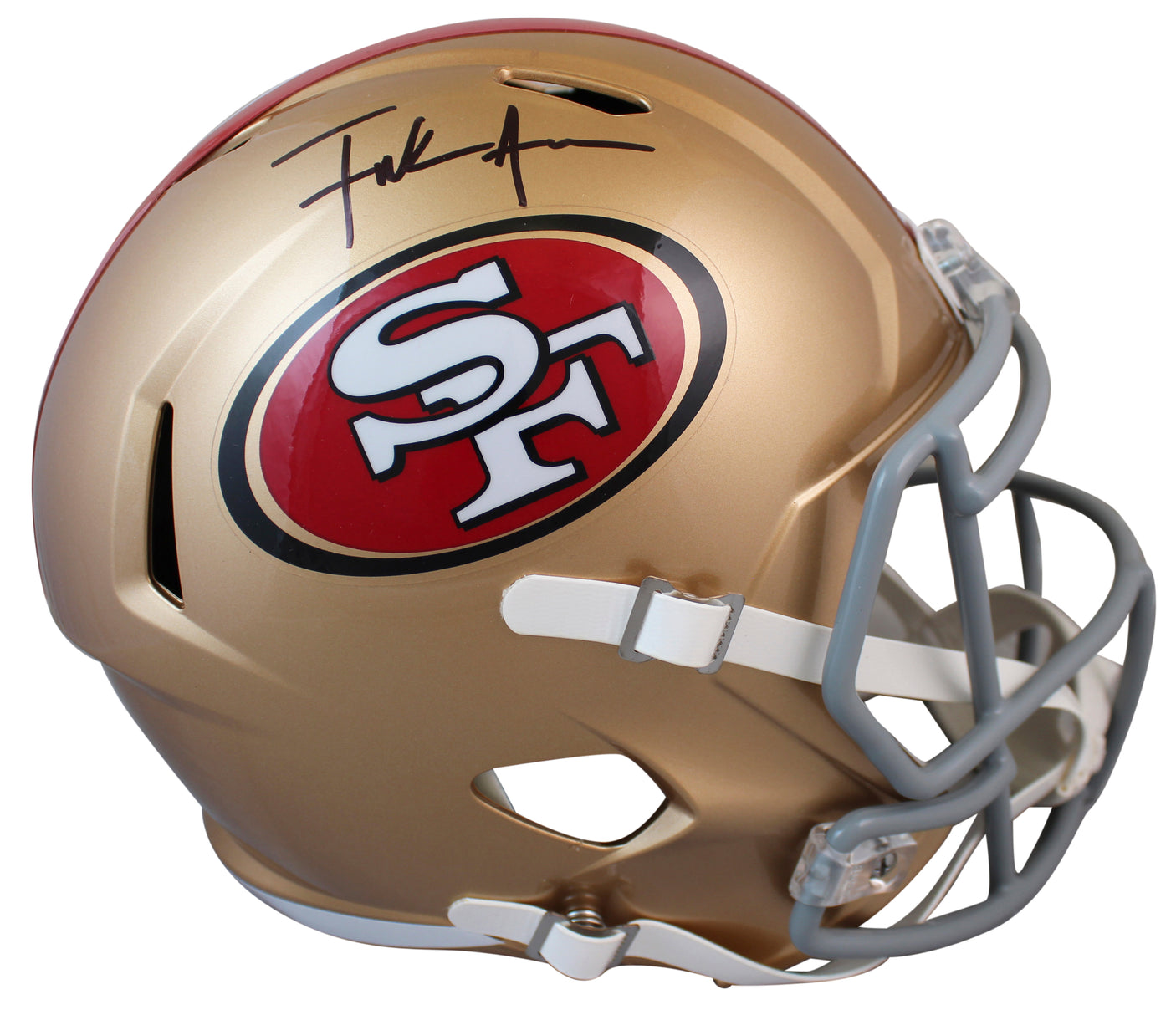 49ers Frank Gore Authentic Signed Full Size Speed Rep Helmet W/ Case BAS Witness