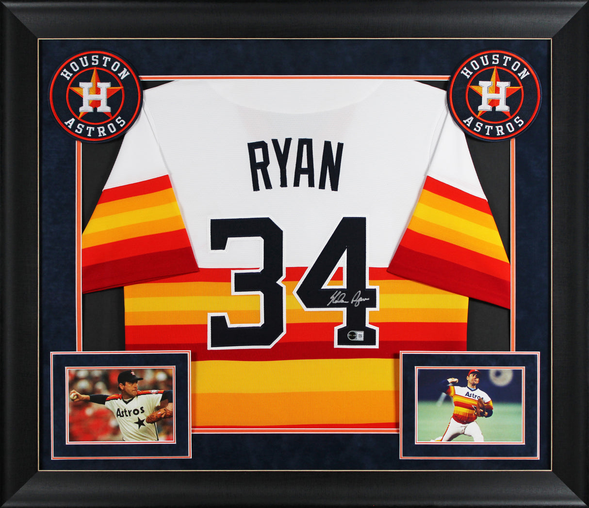 Astros Nolan Ryan Signed Rainbow Nike Cooperstown Collection Framed Jersey BAS