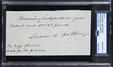 Susan B. Anthony "moral and social power" Signed 2.75x5.5 Cut Auto 10! PSA Slab