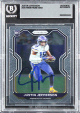 Vikings Justin Jefferson Signed 2020 Panini Prizm #398A Rookie Card BAS Slabbed