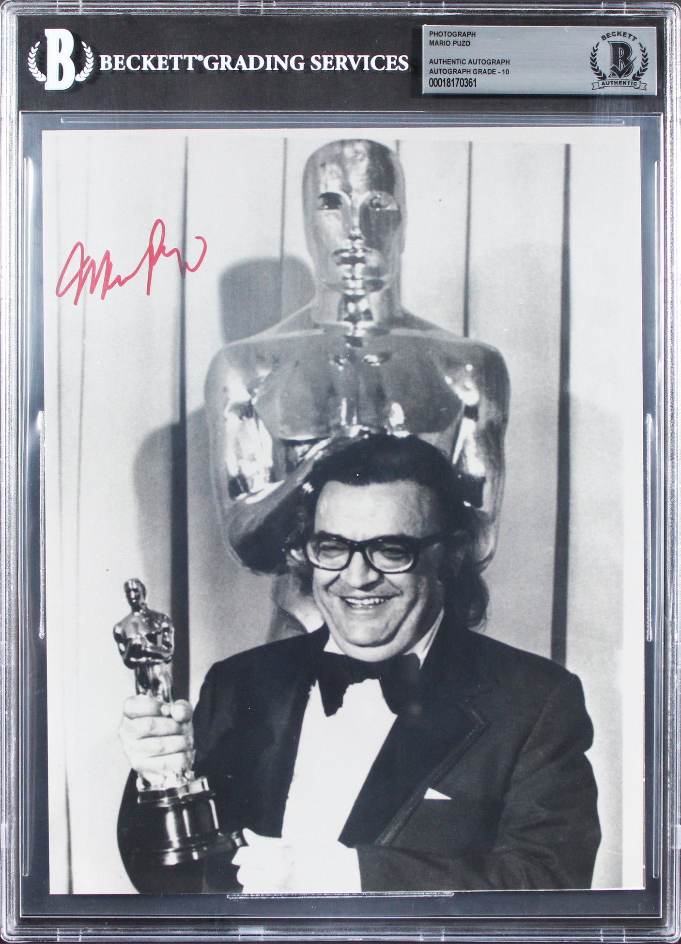 Mario Puzo The Godfather Authentic Signed 8x10 Photo Auto Graded 10! BAS Slabbed