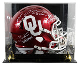 OU (4) Sims, White, Owens & Bradford Signed F/S Speed Rep Helmet W/ Case BAS Wit