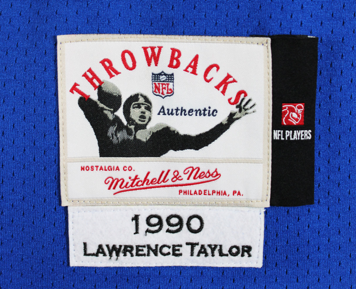 Giants Lawrence Taylor Signed 1990 Blue M&N TB SB XXV Patch Authentic Jersey BAS