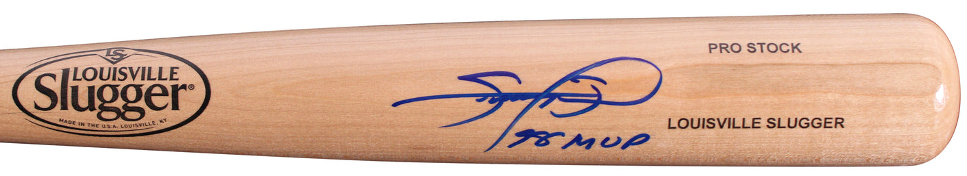 Cubs Sammy Sosa "98 MVP" Signed Blonde Louisville Slugger Baseball Bat BAS