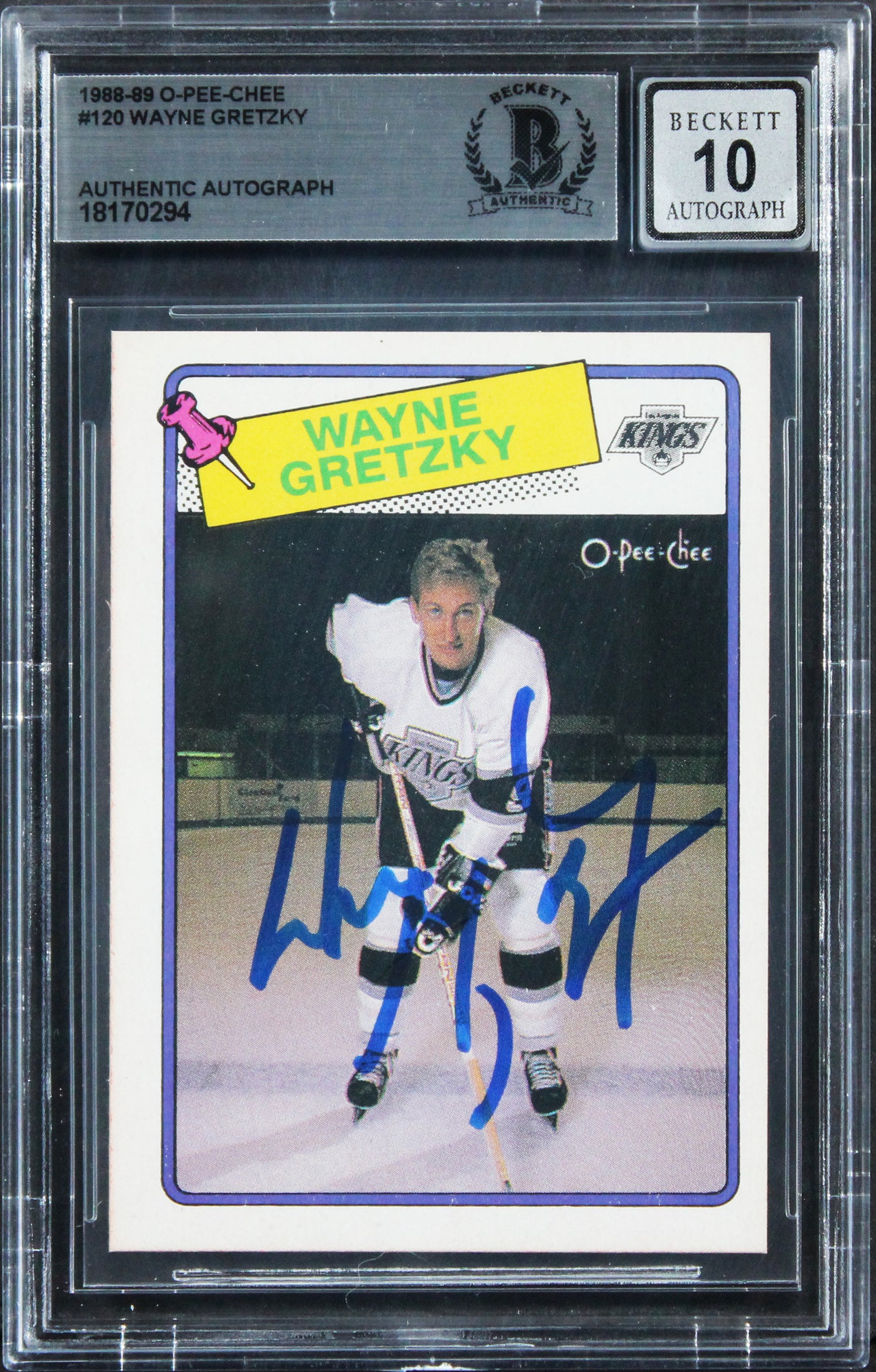 Kings Wayne Gretzky Signed 1988 O-Pee-Chee #120 Card Auto 10! BAS Slabbed