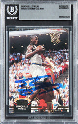 Magic Shaquille O'Neal Signed 1992 Stadium Club #247 Rookie Card BAS Slabbed