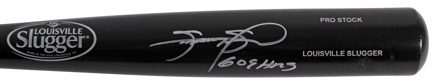 Cubs Sammy Sosa "609 HR's" Signed Black Louisville Slugger Baseball Bat BAS