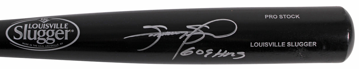 Cubs Sammy Sosa "609 HR's" Signed Black Louisville Slugger Baseball Bat BAS