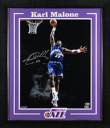 Jazz Karl Malone Signed 16x20 Framed Vertical Spotlight Photo BAS Witnessed
