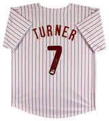 Trea Turner Authentic Signed White Pinstripe Pro Style Jersey BAS #BV70289