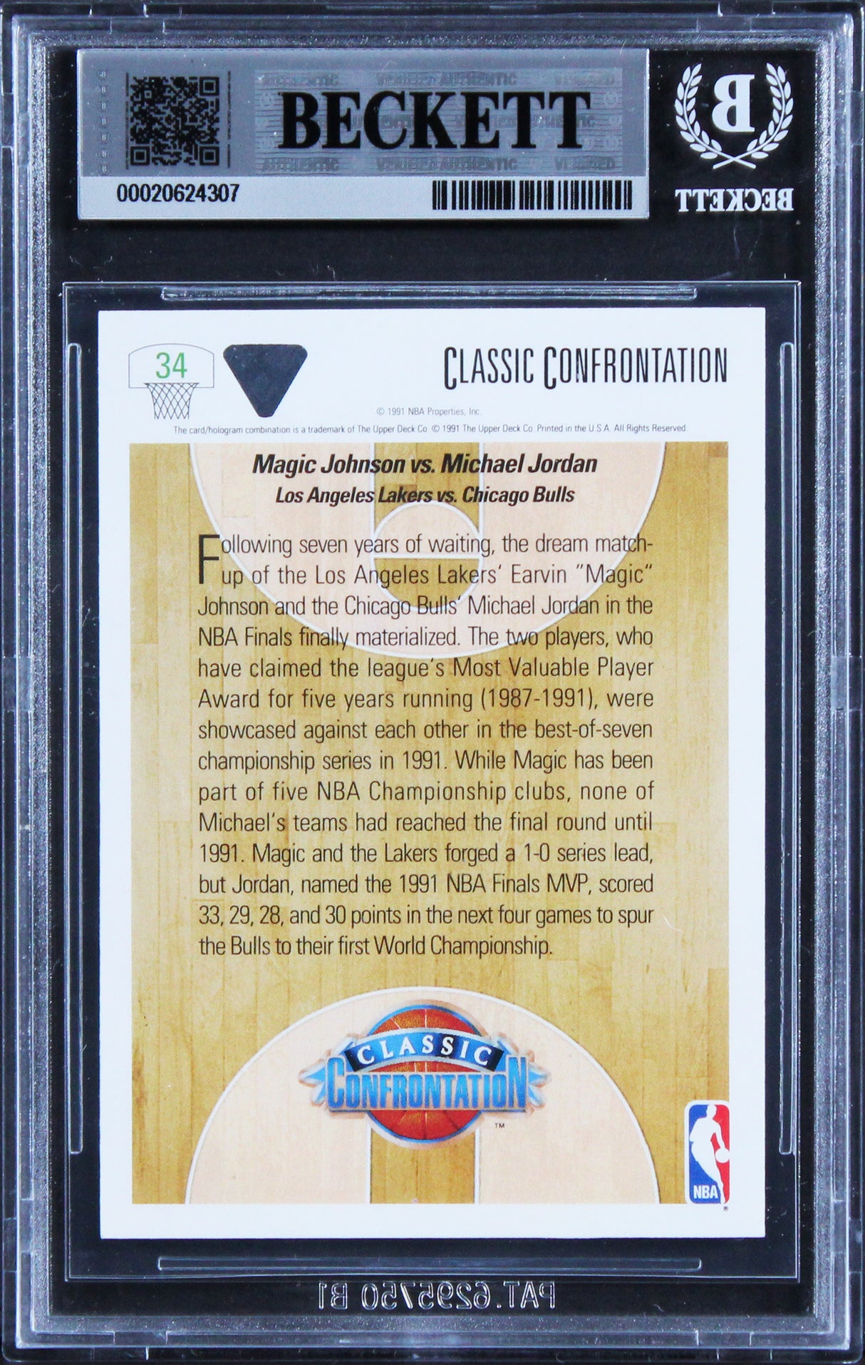 Lakers Magic Johnson Authentic 1991 Upper Deck #34 Card Autographed BAS Slabbed