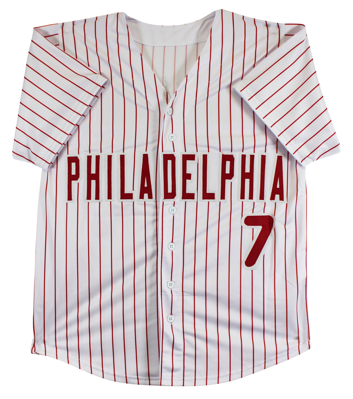 Trea Turner Authentic Signed White Pinstripe Pro Style Jersey BAS #BV70289