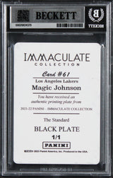 Magic Johnson "HOF" Signed 2021 Panini Immaculate TSM PP Black 1/1 Card BAS Slab