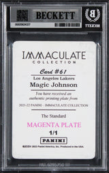 Magic Johnson "HOF" Signed 2021 Panini Immaculate PP Magenta 1/1 Card BAS Slab