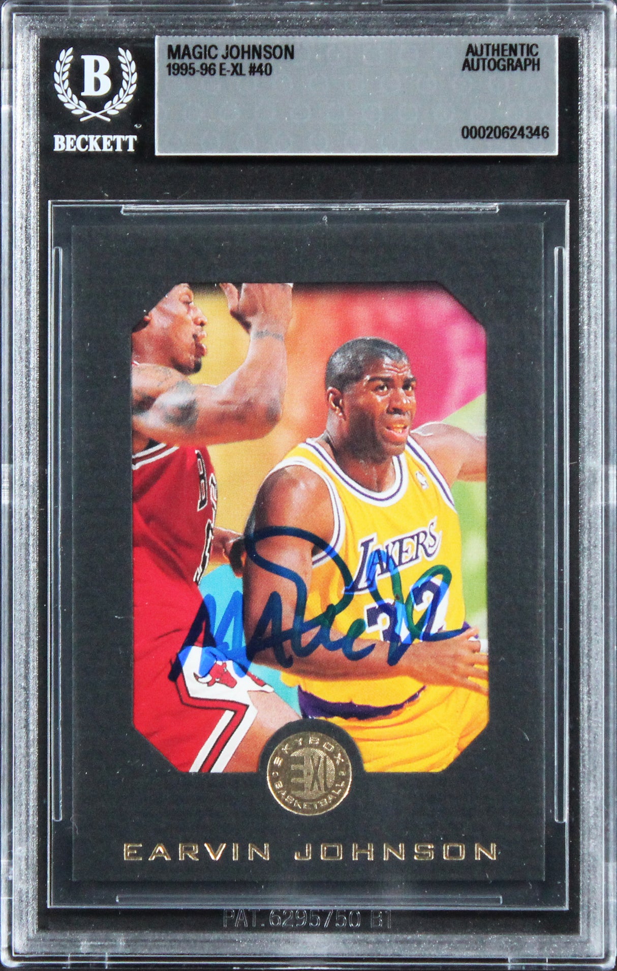 Lakers Magic Johnson Authentic 1995 E-XL #40 Card Autographed BAS Slabbed