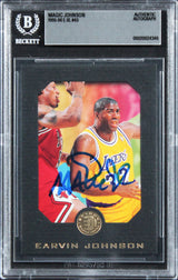 Lakers Magic Johnson Authentic 1995 E-XL #40 Card Autographed BAS Slabbed