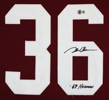 Oklahoma Steve Owens "69 Heisman" Signed Maroon Pro Style Jersey BAS Witnessed 2