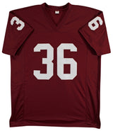 Oklahoma Steve Owens "69 Heisman" Signed Maroon Pro Style Jersey BAS Witnessed 2