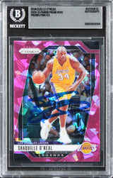Lakers Shaquille O'Neal Signed 2024 Panini Prizm Pink Ice #290 Card BAS Slabbed