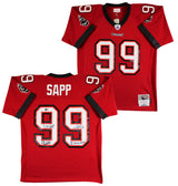 Buccaneers Warren Sapp "3x Insc" Signed Red Mitchell & Ness Jersey BAS Witnessed
