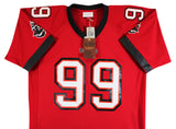 Buccaneers Warren Sapp "3x Insc" Signed Red Mitchell & Ness Jersey BAS Witnessed