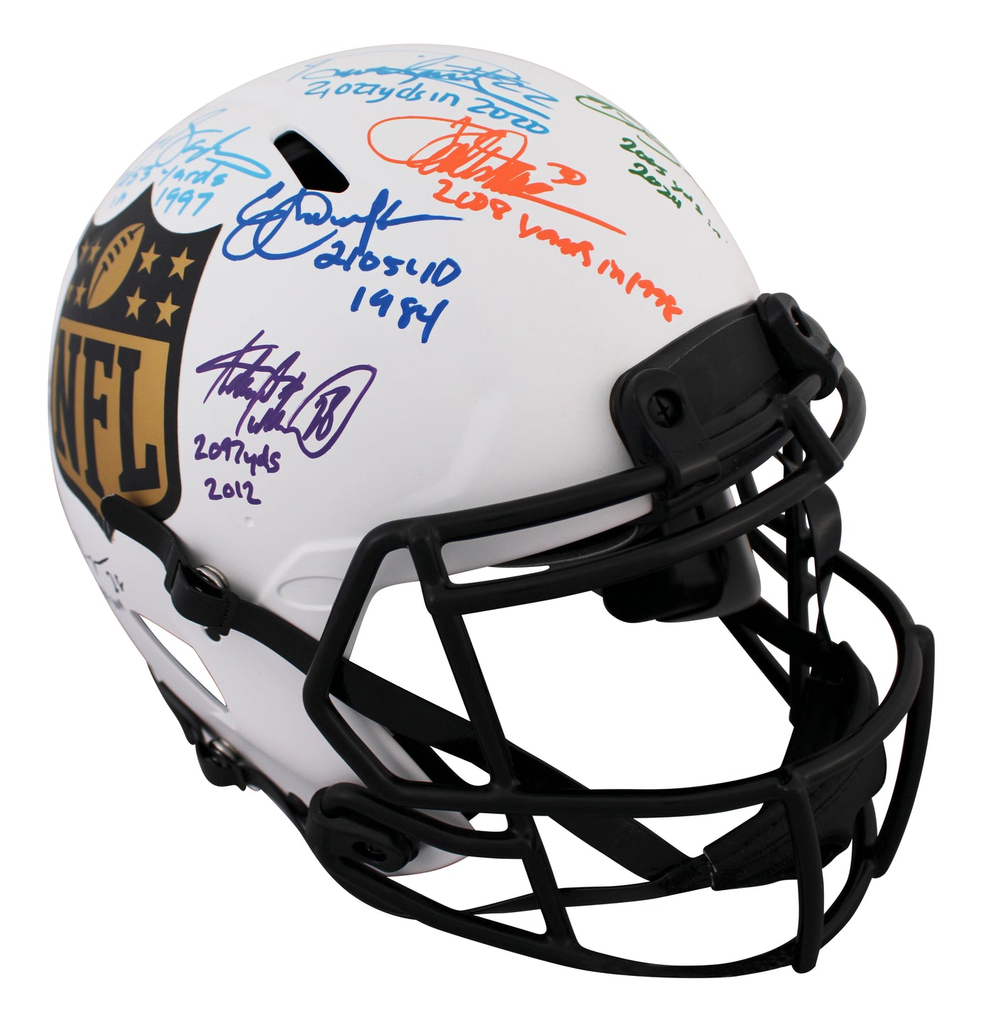 NFL 2k Rushers (9) Peterson, Sanders +7 Signed F/S Speed Proline Helmet BAS Wit