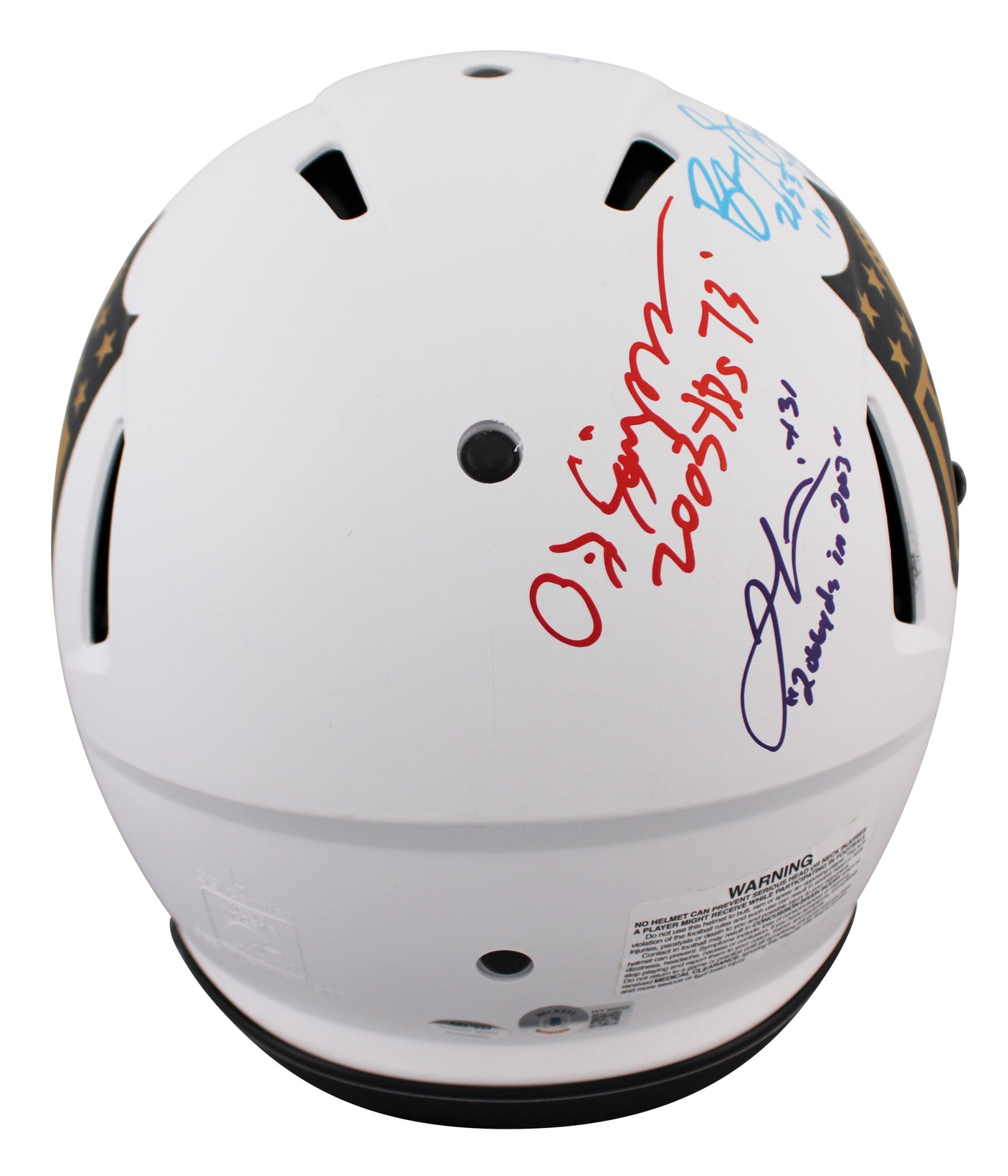 NFL 2k Rushers (9) Peterson, Sanders +7 Signed F/S Speed Proline Helmet BAS Wit