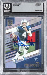 Cowboys Dak Prescott Authentic Signed 2022 Elite #6 Card Autographed BAS Slabbed