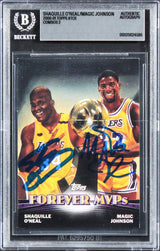 Shaquille O'Neal & Magic Johnson Signed 2000 Topps Chrome #TC6 Card BAS Slabbed