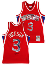 76ers Allen Iverson Signed Red 75th Ann. M&N 1996-97 HWC Swingman Jersey BAS Wit