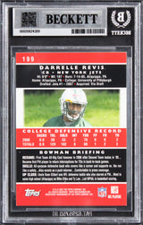 Jets Darrelle Revis Authentic Signed 2007 Bowman Gold #199 Rookie Card BAS Slab