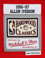 76ers Allen Iverson Signed Red 75th Ann. M&N 1996-97 HWC Swingman Jersey BAS Wit