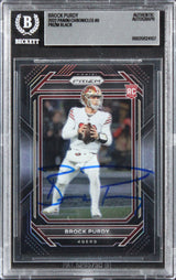49ers Brock Purdy Signed 2022 Panini Chronicles Prizm Black #8 RC Card BAS Slab
