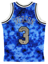76ers Allen Iverson Signed Blue Galaxy M&N 1996-97 HWC Swingman Jersey BAS Wit