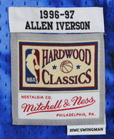 76ers Allen Iverson Signed Blue Galaxy M&N 1996-97 HWC Swingman Jersey BAS Wit