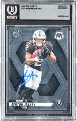 Raiders Ashton Jeanty Signed 2025 Panini Mosaic #345 Rookie Card BAS Slabbed