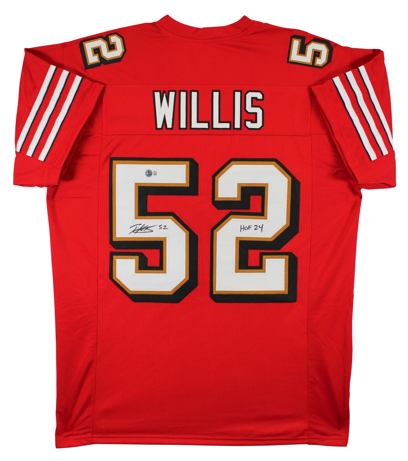 Patrick Willis "HOF 24" Signed Red Pro Style Jersey w/ Dropshadow BAS Witness 2