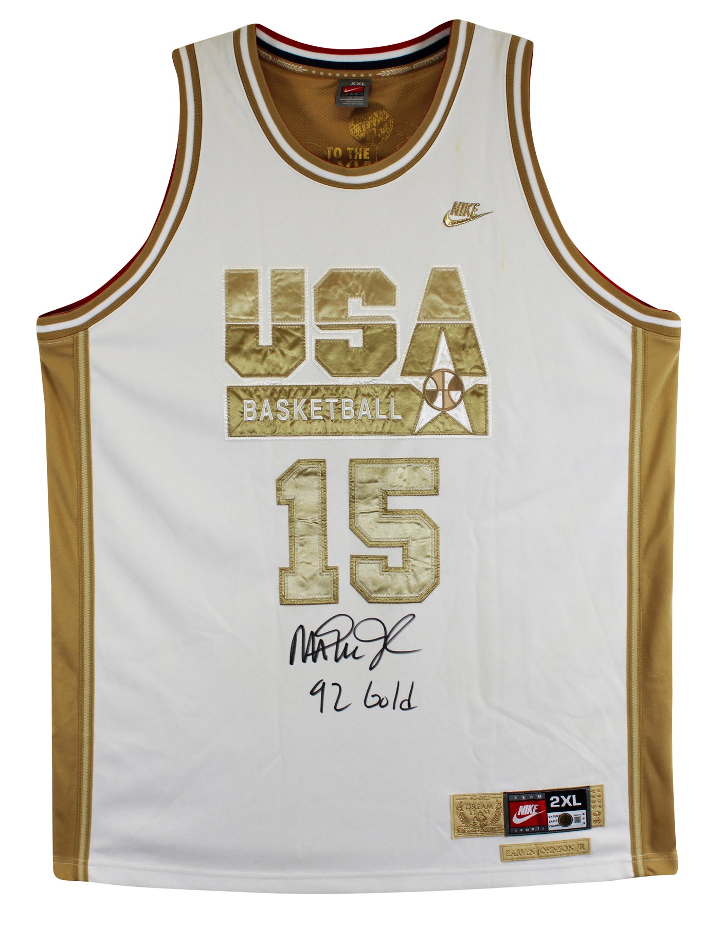 Magic Johnson "92 Gold" Signed White & Gold Nike Team USA Jersey BAS W #3W387218