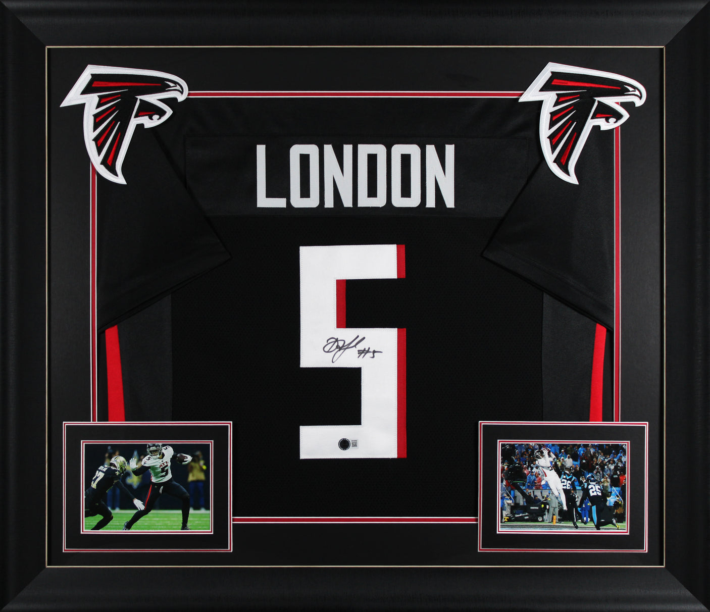 Drake London Authentic Signed Black Pro Style Framed Jersey BAS Witnessed