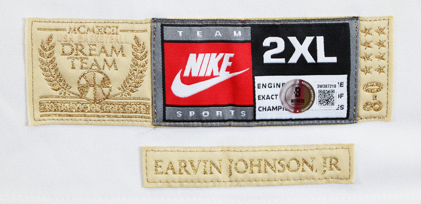 Magic Johnson "92 Gold" Signed White & Gold Nike Team USA Jersey BAS W #3W387218