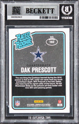 Cowboys Dak Prescott Signed 2016 Donruss Optic #162 Rookie Card BAS Slabbed
