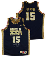 Magic Johnson "92 Gold" Signed Navy & Gold Nike Team USA Jersey BAS W #3W387216