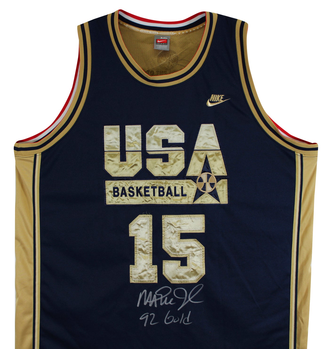 Magic Johnson "92 Gold" Signed Navy & Gold Nike Team USA Jersey BAS W #3W387216
