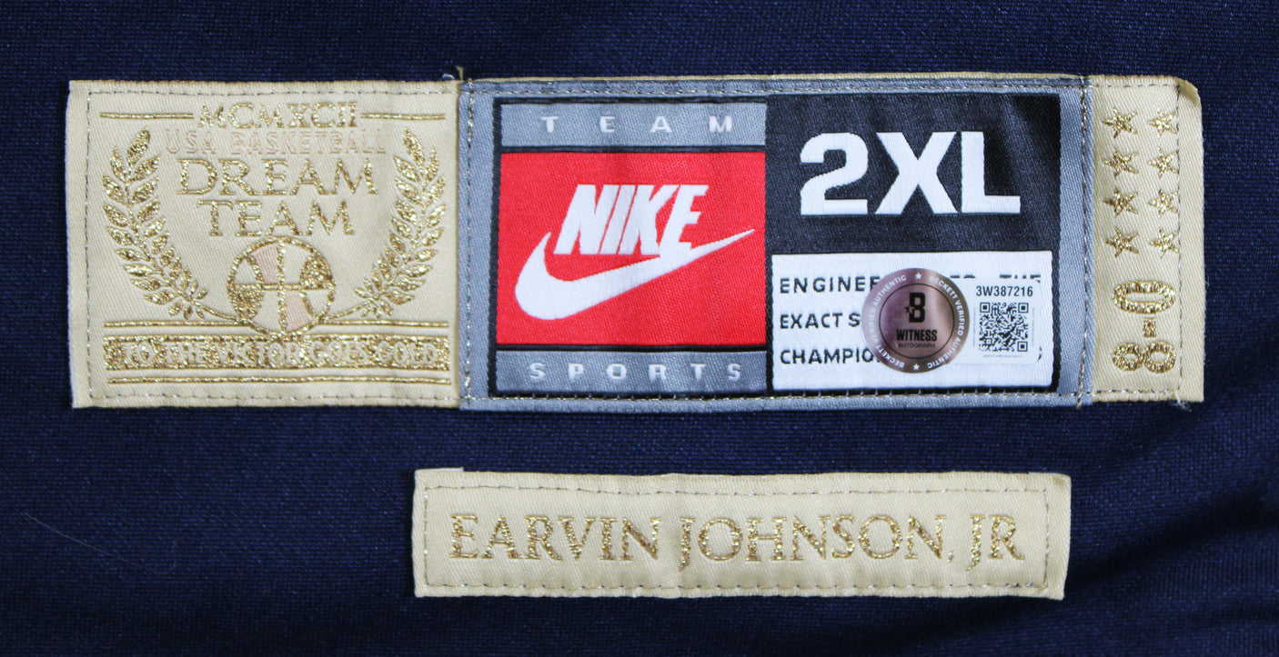 Magic Johnson "92 Gold" Signed Navy & Gold Nike Team USA Jersey BAS W #3W387216