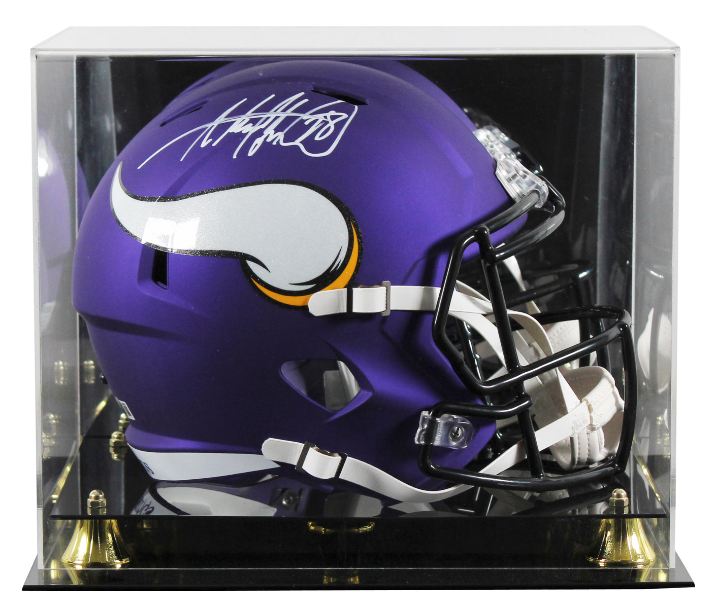 Vikings Adrian Peterson Signed Full Size Speed Rep Helmet W/ Case BAS Witnessed