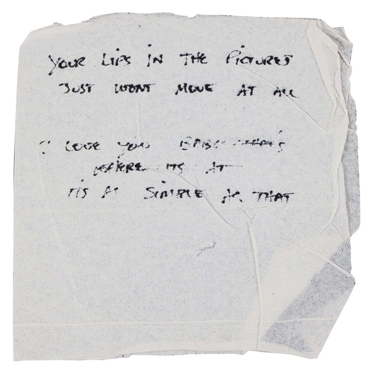 Stevie Ray Vaughan Authentic 4.75x5 Napkin w/ Handwritten Lyrics BAS #AE13213