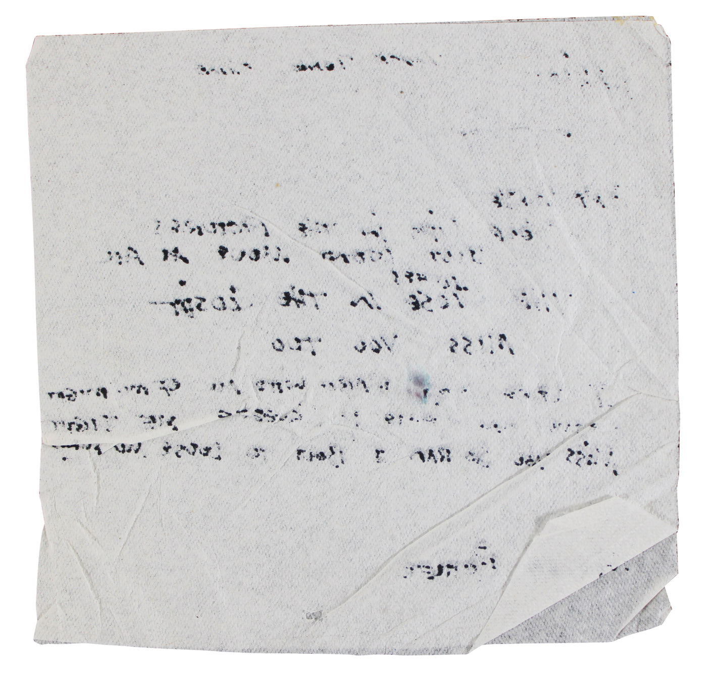 Stevie Ray Vaughan Authentic 4.75x5 Napkin w/ Handwritten Lyrics BAS #AE13211